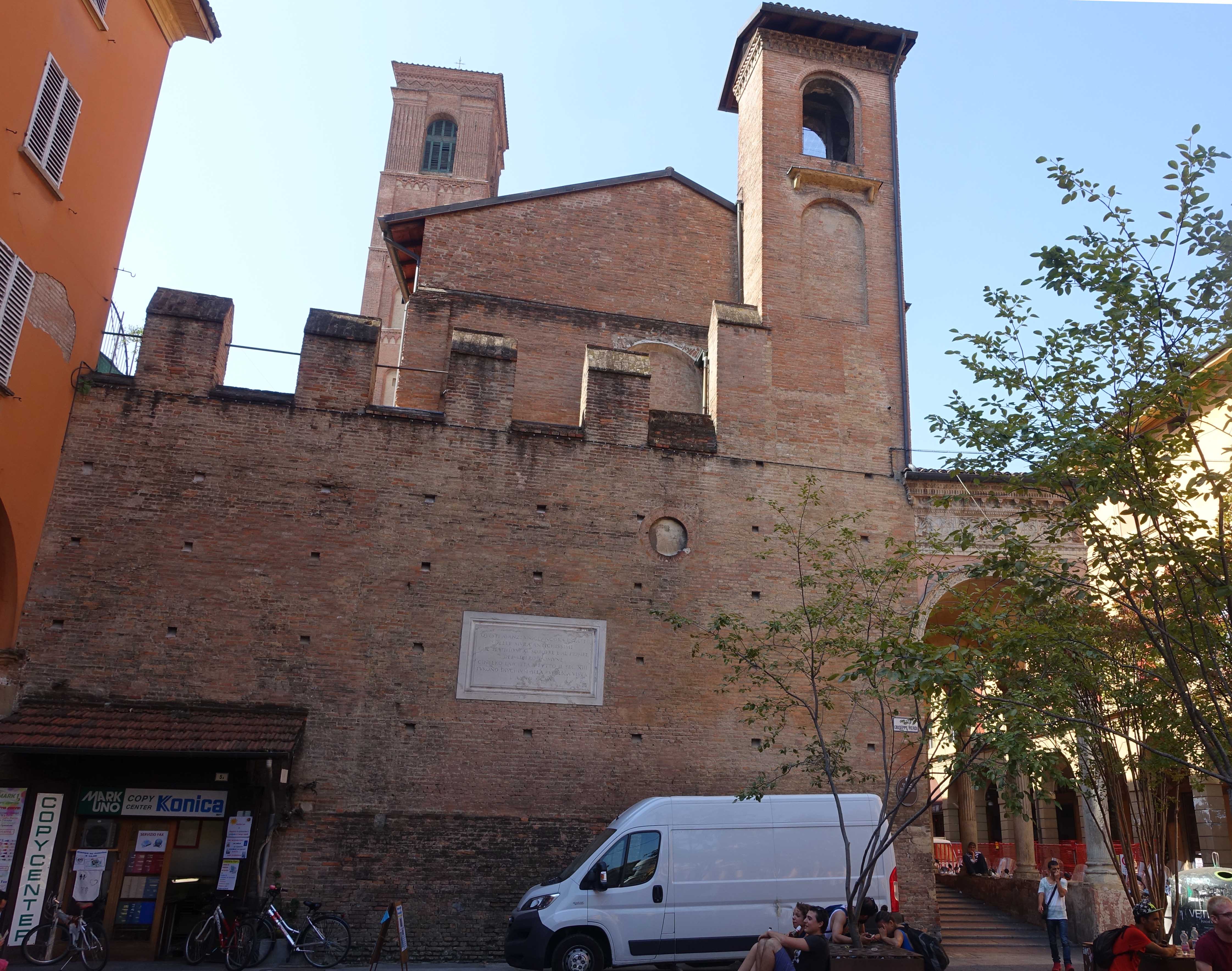 Bologna city wall visible Piazza verdi